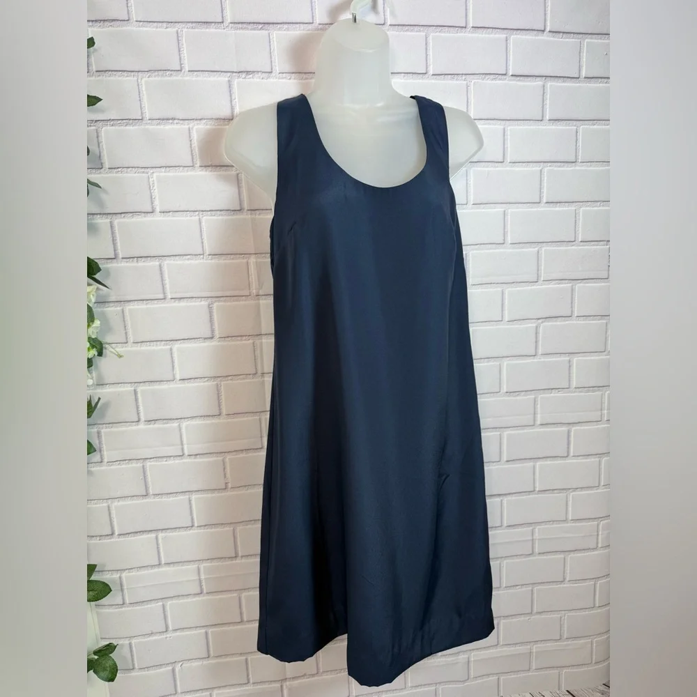 J.Crew Navy Sleeveless Twist Back Shift Dress Size 2 NWT